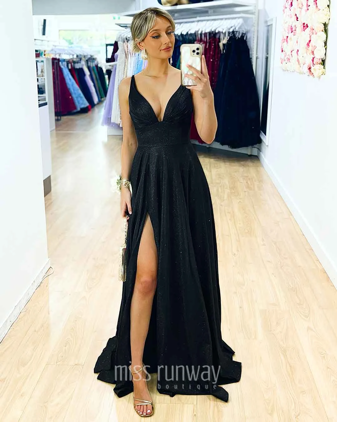Ava Glitter Gown - Black 6 Ava Glitter Gown - Black - Image 4