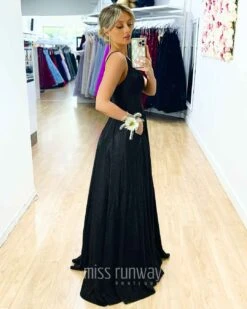 Ava Glitter Gown - Black 10 Ava Glitter Gown - Black -Curvy Charm Store Ava Glitter Gown Side Black