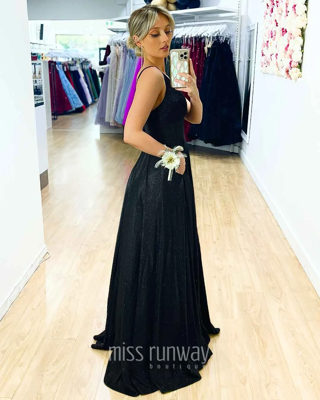 Ava Glitter Gown - Black 5 Ava Glitter Gown - Black - Image 3