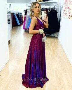 Ava Glitter Gown - Wine -Curvy Charm Store Ava Glitter Gown Side Wine