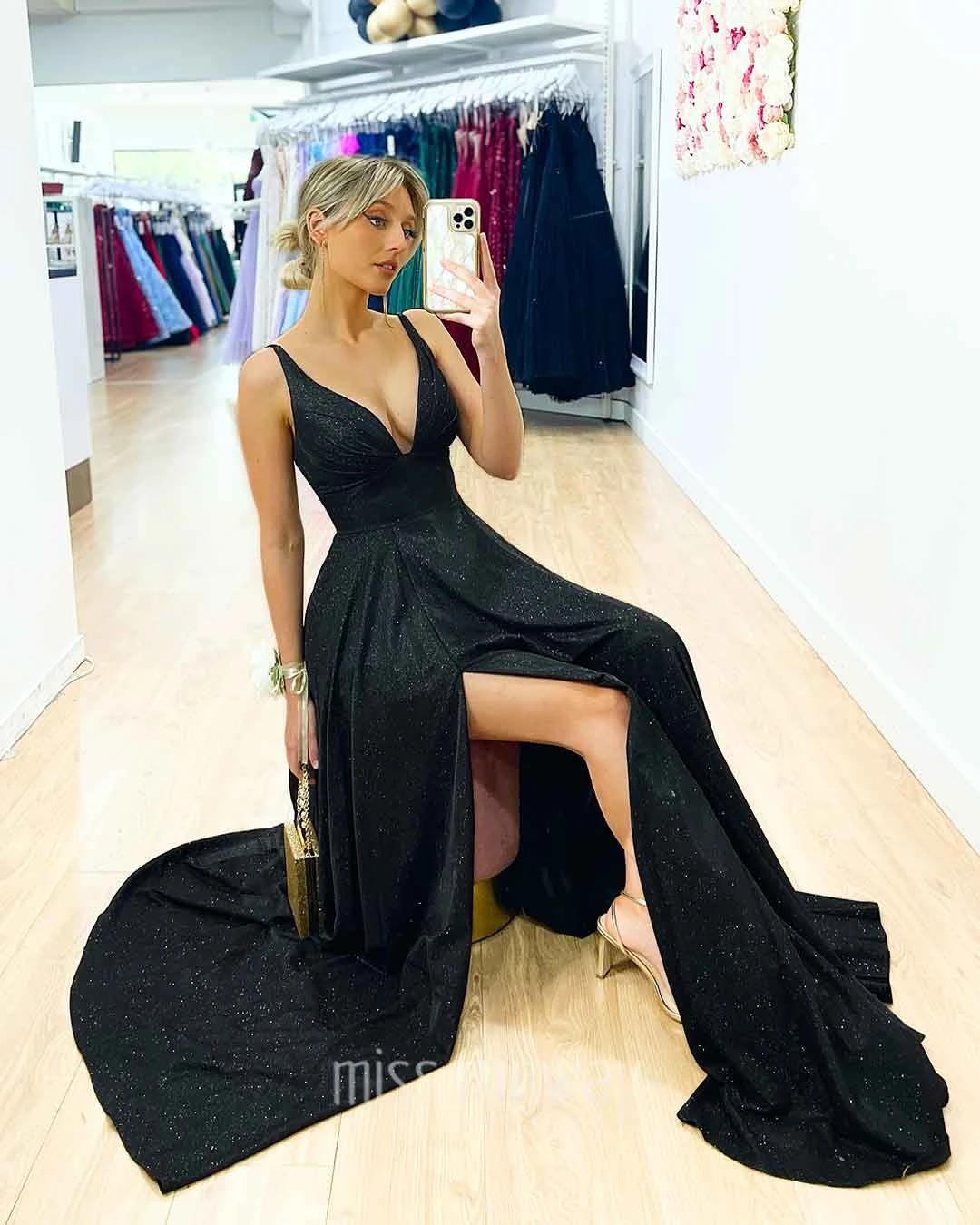 Ava Glitter Gown - Black 7 Ava Glitter Gown - Black - Image 5