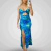 Cassie Maxi Dress - Green/Blue Print -Curvy Charm Store Ava Satin Front Emerald f7a8a3c8 ad2e 4ebb bb7a bf19e03eb020