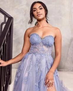 Azura Strapless Gown - Paris Blue