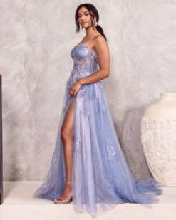 Azura Strapless Gown - Paris Blue 9 Azura Strapless Gown - Paris Blue -Curvy Charm Store Azura.blue .side