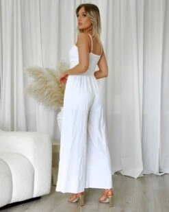 Belinda Linen Jumpsuit - White 12 Belinda Linen Jumpsuit - White -Curvy Charm Store Belinda Linen Jumpsuit Back White