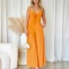 Belinda Linen Jumpsuit - Orange -Curvy Charm Store Belinda Linen Jumpsuit Front Orange 82379ed2 b76b 4309 a947 656f92ebb4e1