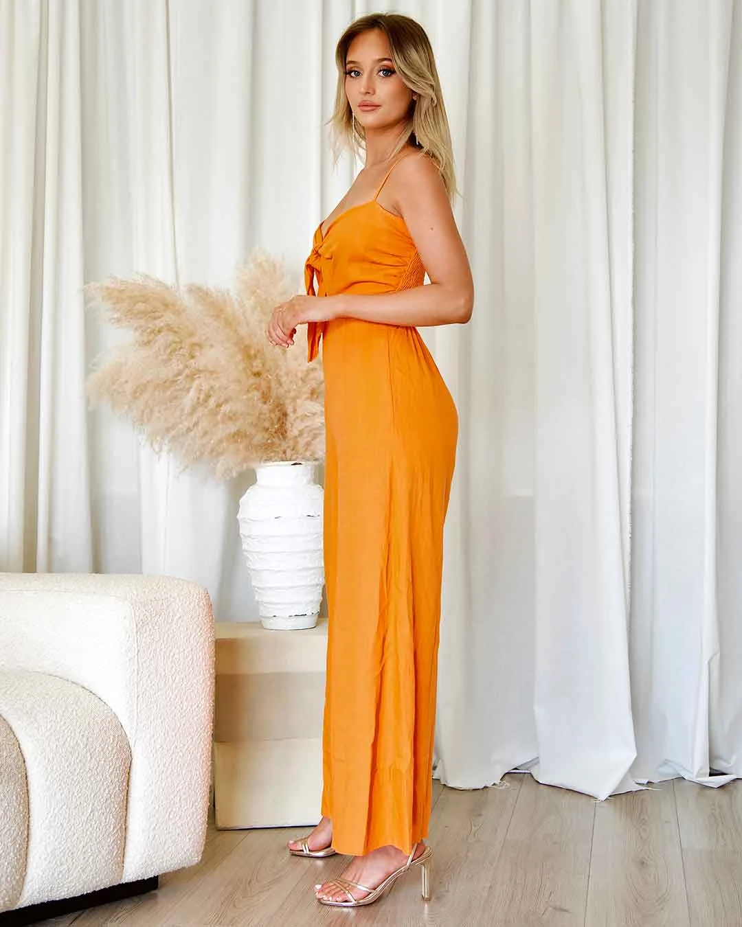 Belinda Linen Jumpsuit - Orange 11 Belinda Linen Jumpsuit - Orange - Image 9