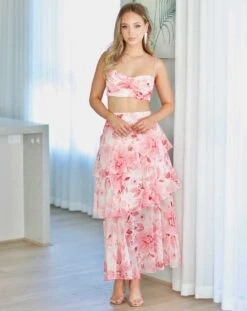 Bella Layered Chiffon Maxi Top - Blush Floral 18 Bella Layered Chiffon Maxi Top - Blush Floral -Curvy Charm Store Bellatop.sk .pink7