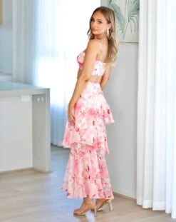 Bella Layered Chiffon Maxi Top - Blush Floral 17 Bella Layered Chiffon Maxi Top - Blush Floral -Curvy Charm Store Bellatop.sk .pink8