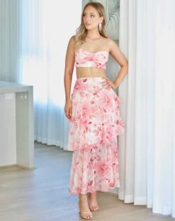 Bella Layered Chiffon Maxi Top - Blush Floral 16 Bella Layered Chiffon Maxi Top - Blush Floral -Curvy Charm Store Bellatop.sk .pink9