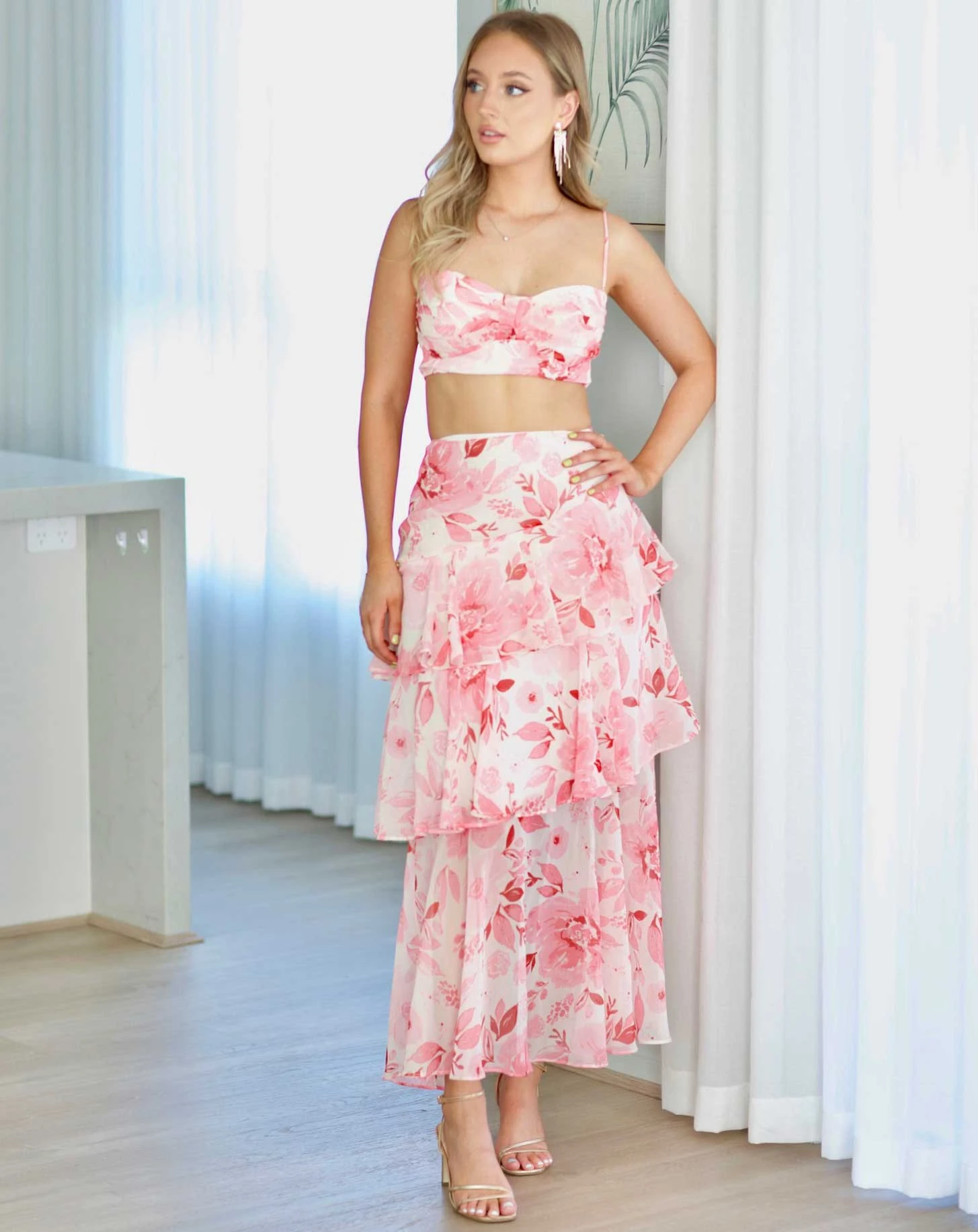 Bella Layered Chiffon Maxi Top - Blush Floral 8 Bella Layered Chiffon Maxi Top - Blush Floral - Image 6