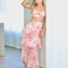 Bella Layered Chiffon Maxi Skirt - Blush Floral -Curvy Charm Store Bellatop.sk .pink