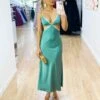 Billie Satin Midi Dress - Sage