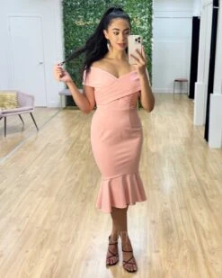 Brienne Midi Dress - Blush -Curvy Charm Store Brienne Midi Dress Blush 1