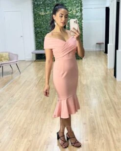 Brienne Midi Dress - Blush -Curvy Charm Store Brienne Midi Dress Blush 2