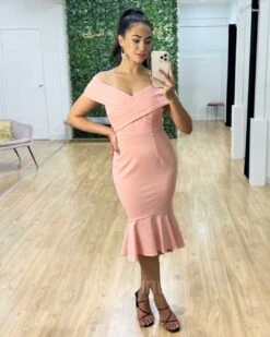 Brienne Midi Dress - Blush -Curvy Charm Store Brienne Midi Dress Blush 5