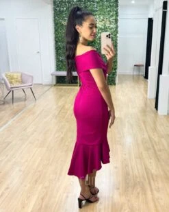 Brienne Midi Dress - Fuchsia -Curvy Charm Store Brienne Midi Dress Fuchsia 2