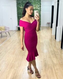 Brienne Midi Dress - Fuchsia -Curvy Charm Store Brienne Midi Dress Fuchsia 3