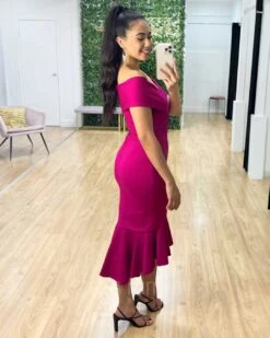 Brienne Midi Dress - Fuchsia -Curvy Charm Store Brienne Midi Dress Fuchsia 7