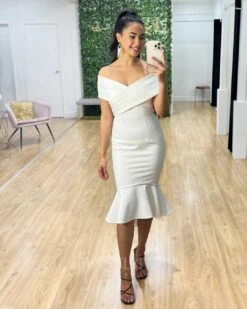 Brienne Midi Dress - White -Curvy Charm Store Brienne Midi Dress White 1