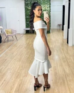 Brienne Midi Dress - White -Curvy Charm Store Brienne Midi Dress White 2