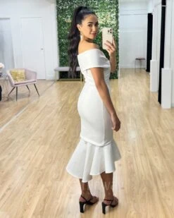 Brienne Midi Dress - White -Curvy Charm Store Brienne Midi Dress White 4