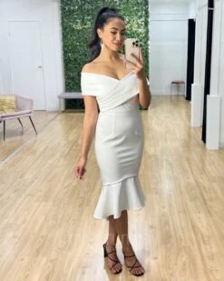 Brienne Midi Dress - White -Curvy Charm Store Brienne Midi Dress White 6