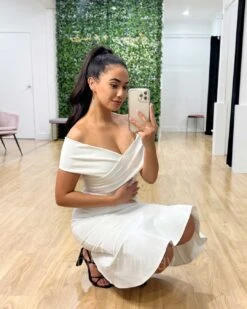 Brienne Midi Dress - White -Curvy Charm Store Brienne Midi Dress White 7