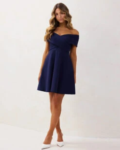 Britt Mini Dress - Navy -Curvy Charm Store Britt.Navy .front .1