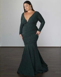 Ashley Metallic Jersey Gown - Forest -Curvy Charm Store CA9965BA 2686 4296 A809 779A483C88BD 1 201 a