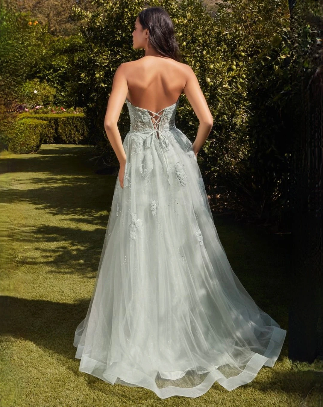 Desiree Strapless Beaded Gown - Sage 4 Desiree Strapless Beaded Gown - Sage - Image 2