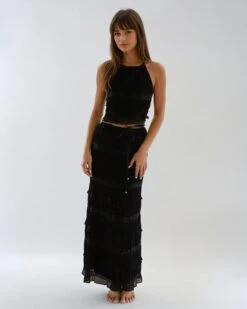 Calliope Maxi Top And Skirt Set - Black
