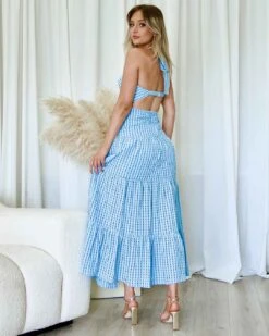 Camille Maxi Dress - Blue -Curvy Charm Store Camille Maxi Dress Back Blue