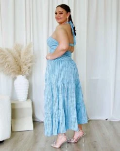 Camille Maxi Dress - Blue -Curvy Charm Store Camille Maxi Dress Side Back Blue