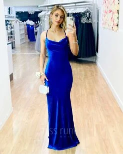 Cherise Sparkle Velvet Gown - Cobalt