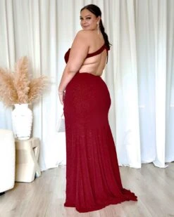 Carmela Glitter Gown - Ruby -Curvy Charm Store Carmela Glitter Gown Bacl Kiara Ruby