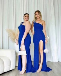 Carmela Glitter Gown - Cobalt -Curvy Charm Store Carmela Glitter Gown Kiara Paige 3 Cobalt