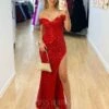 Carmen Sequin Gown - Red -Curvy Charm Store Carmen Sequin Gown Red Front1