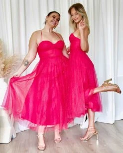 Carrie Glitter Midi Dress - Fuchsia -Curvy Charm Store Carrie Glitter Midi Dress Paige Kiara 3 Fuchsia