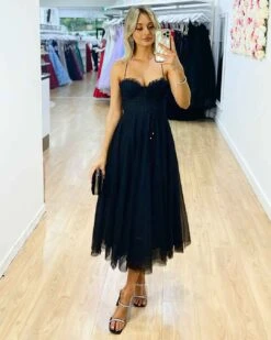 Carrie Midi Dress - Black -Curvy Charm Store Carrie Midi Dress Front 2 Black