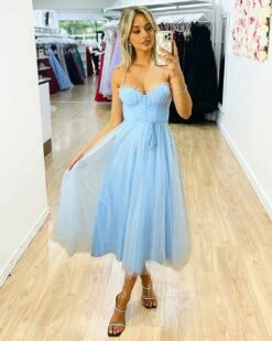 Carrie Midi Dress - Light Blue 14 Carrie Midi Dress - Light Blue -Curvy Charm Store Carrie Midi Dress Front 2 Light Blue