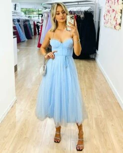 Carrie Midi Dress - Light Blue 17 Carrie Midi Dress - Light Blue -Curvy Charm Store Carrie Midi Dress Front 3 Light Blue