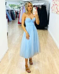 Carrie Midi Dress - Light Blue 21 Carrie Midi Dress - Light Blue -Curvy Charm Store Carrie Midi Dress Front 4 Ligjt Blue
