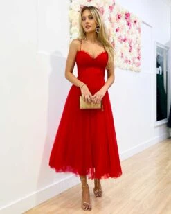 Carrie Midi Dress - Red -Curvy Charm Store Carrie Midi Dress Red 1