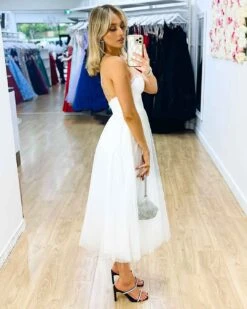 Carrie Midi Dress - White 14 Carrie Midi Dress - White -Curvy Charm Store Carrie Midi Dress Side White