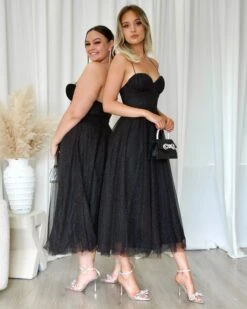 Carrie Glitter Midi Dress - Black 11 Carrie Glitter Midi Dress - Black -Curvy Charm Store CarrieGlitterTulleDressBlackKiara Paige