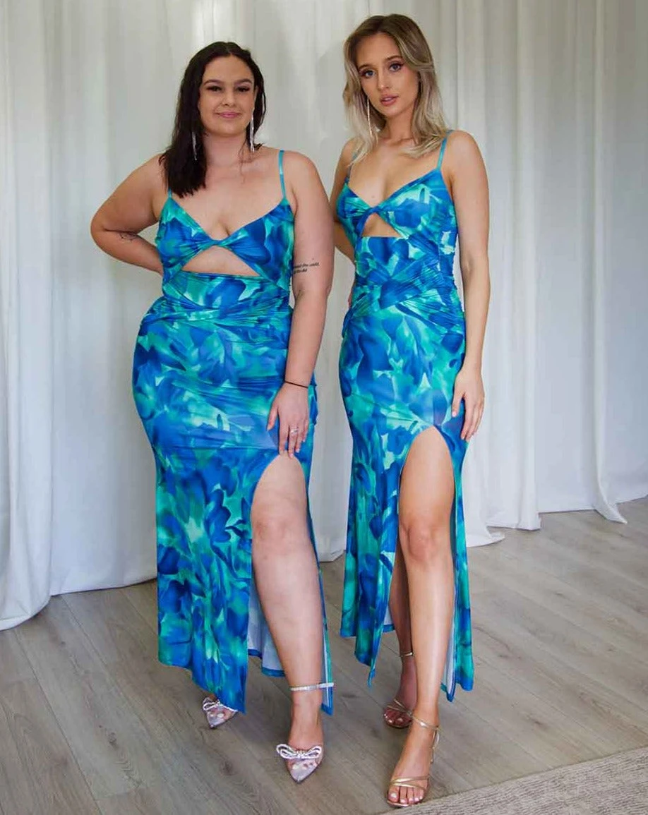 Cassie Maxi Dress - Green/Blue Print 4 Cassie Maxi Dress - Green/Blue Print - Image 2