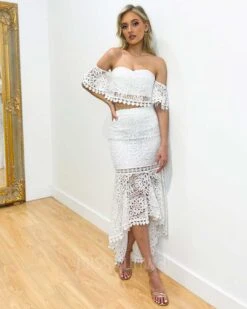 Celine Lace Set - White -Curvy Charm Store Celine Lace Set White 7