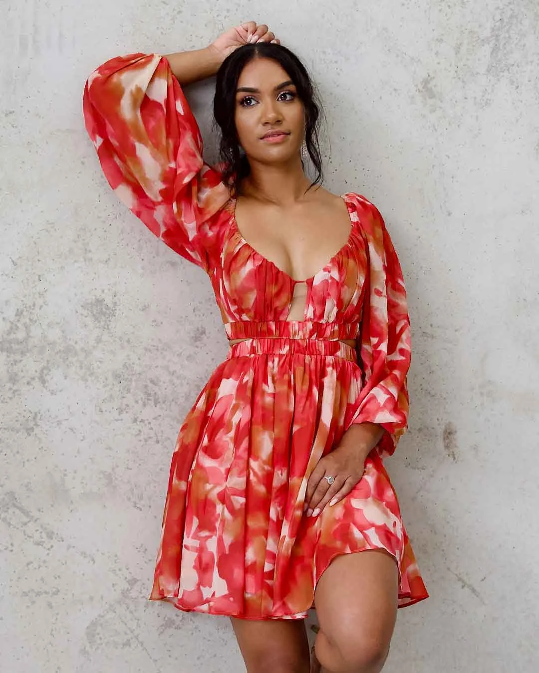 Chiara Chiffon Mini Dress - Orange Print 3 Chiara Chiffon Mini Dress - Orange Print