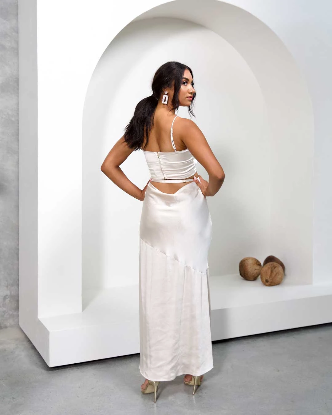 Cindy Satin Skirt - Champagne 8 Cindy Satin Skirt - Champagne - Image 6